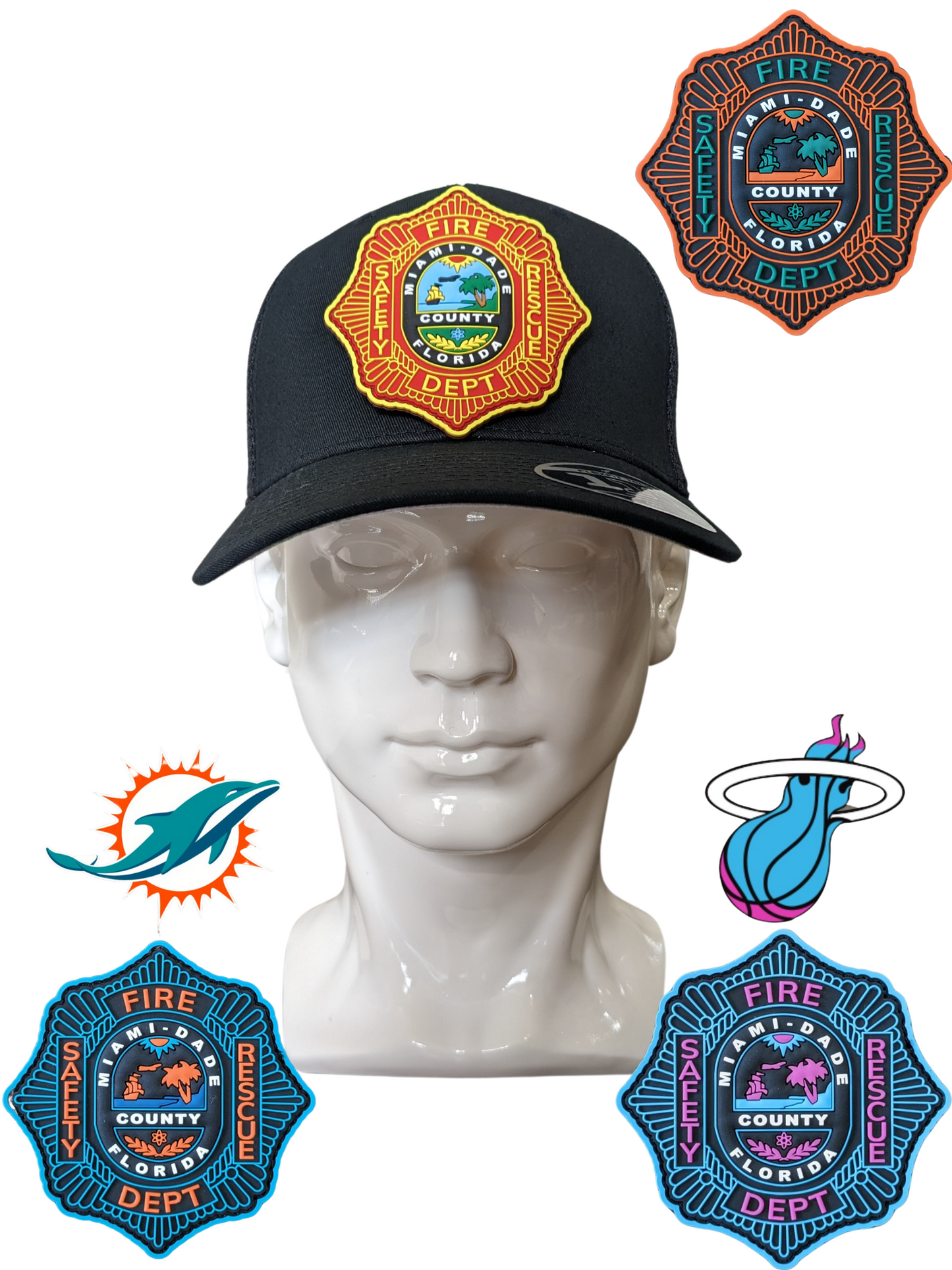 Miami Dade Fire Rescue Removable PVC Patch Hat Bundle