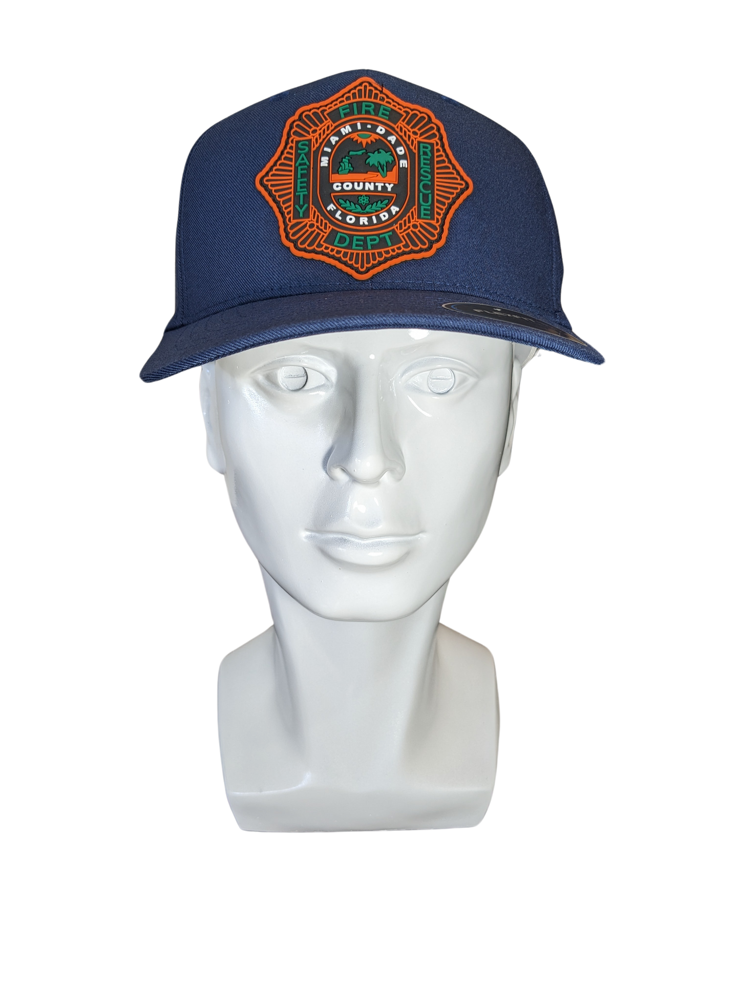 University of Miami Miami Dade Fire Rescue PVC Patch Hat Flexfit NU in Navy