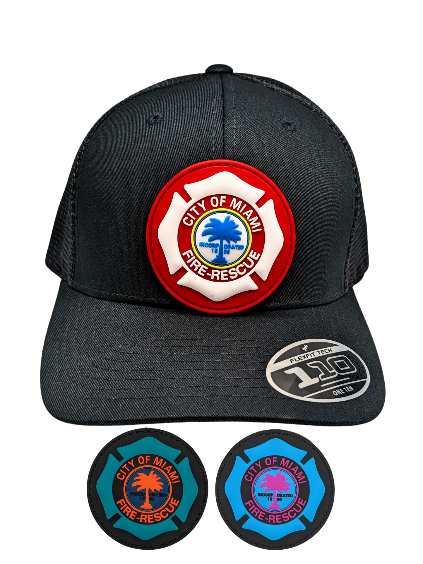 City of Miami Fire Rescue Removable PVC Patch Hat Bundle